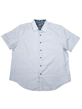 Robert Graham Mens 2XL Short Sleeve Button-Up Shirt Cotton Floral Pattern Light